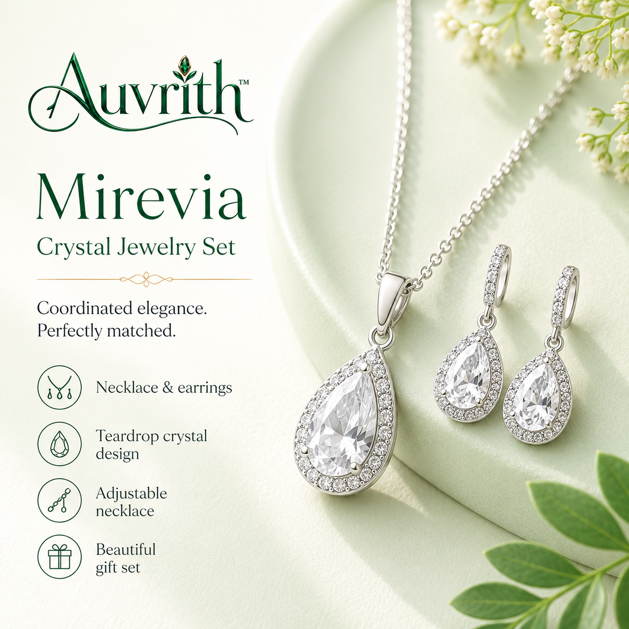 Auvrith™ Novelle Crystal Stud Earring Set – 3-Pair Round Square Emerald-Cut Minimalist Earrings